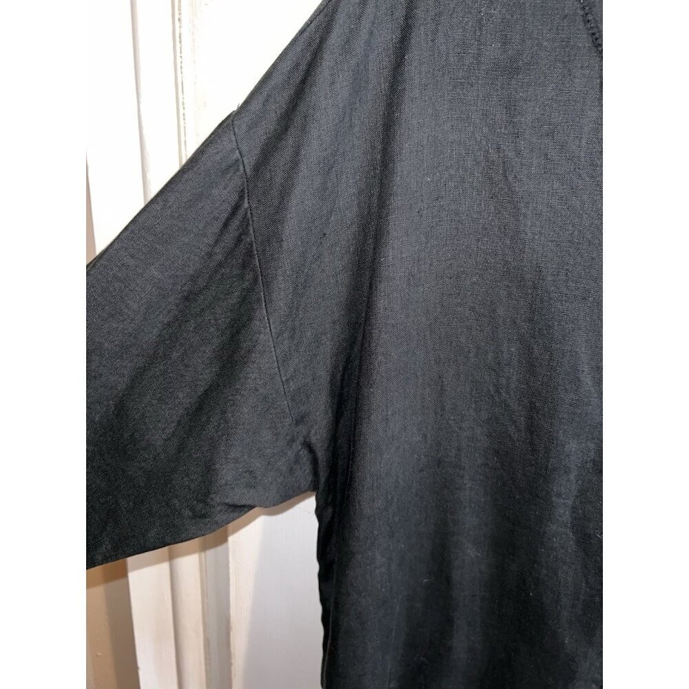 Westbound Black Linen Dolman Sleeve Button V-Neck Blouse Sz XL - Picture 3 of 9